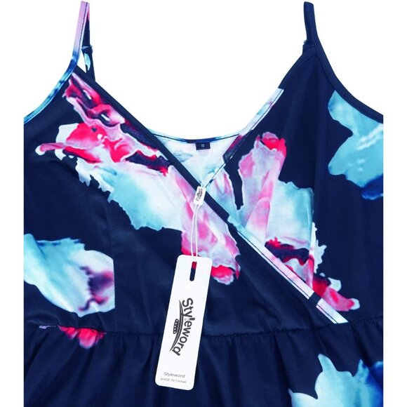 Women' 2024 Neck Solid Spaghetti Strap Summer Casual Swing Sundress with Pocket - Picture 4 of 5